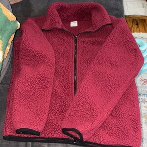 PINK maroon Sherpa zip up size small